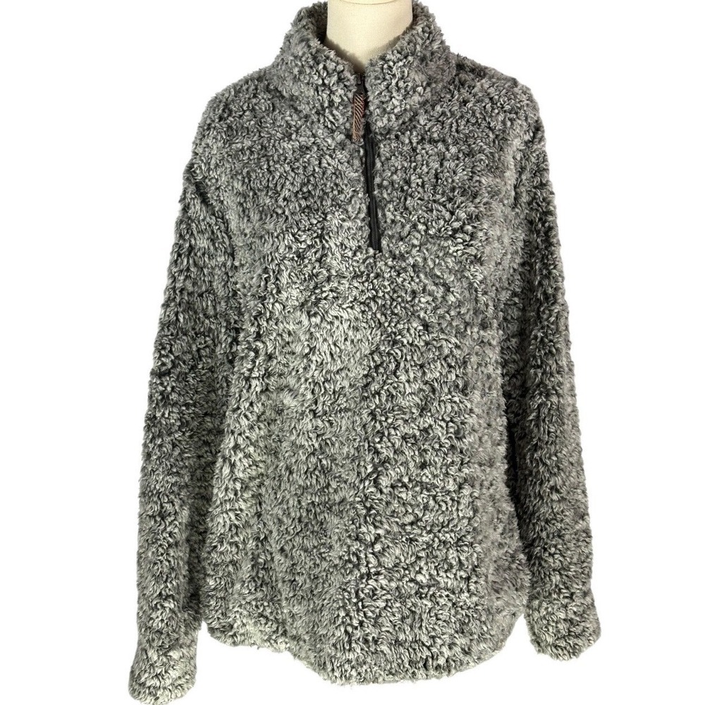 Weatherproof Vintage Gray Fuzzy Pullover‎ Fleece with Pockets (Size XL)